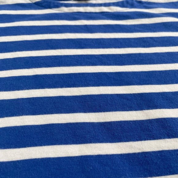 Crewcuts Blue And White Striped Boat Neck Three Quarter Sleeve Shirt Kids Size 6 - Picture 6 of 10